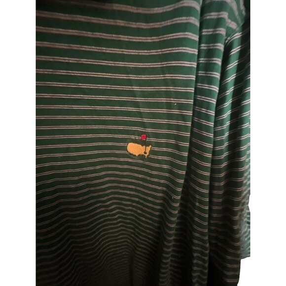 Amen Corner Masters Collection Green & White Striped Polo Shirt With Embroidered - Picture 4 of 4